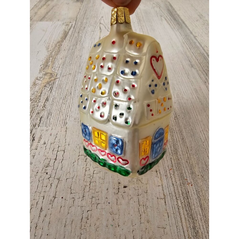 Vintage glass gingerbread cottage House ornament‎ Xmas tree